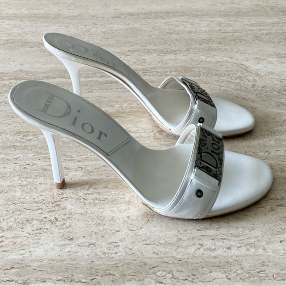 Vintage Dior Logo Plate Mule Sandal Heels - Picture 4 of 10